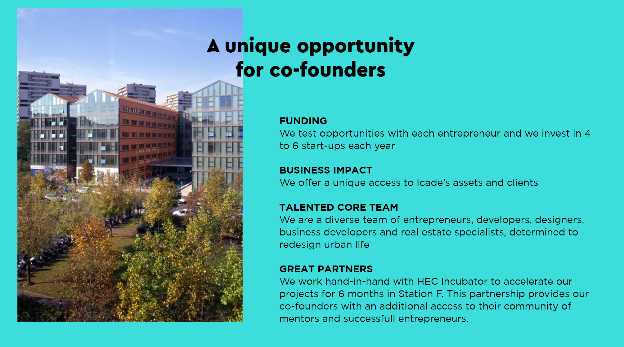 Icade startup studio call