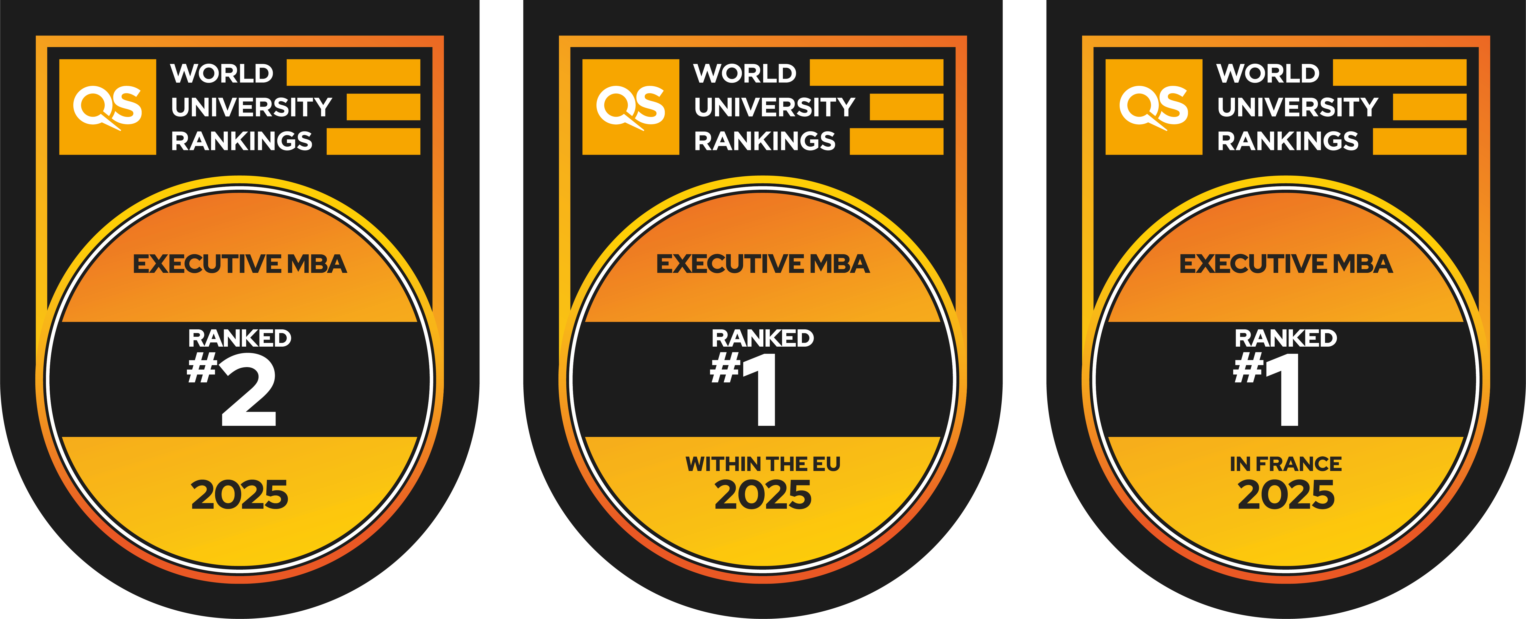 3 QS Rankings badge for HEC EMBA