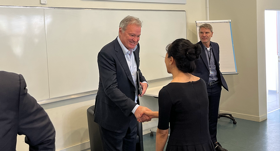 Alain Rauscher, co-Founder, Chairman and CEO of Antin Infrastructure Partners, during a talk on HEC Paris Campus in the Framework of the 2025 Private Equity & Infrastructure Certificate, with HEC paris professors Oliver Gottschalg and Marc VERMEULEN