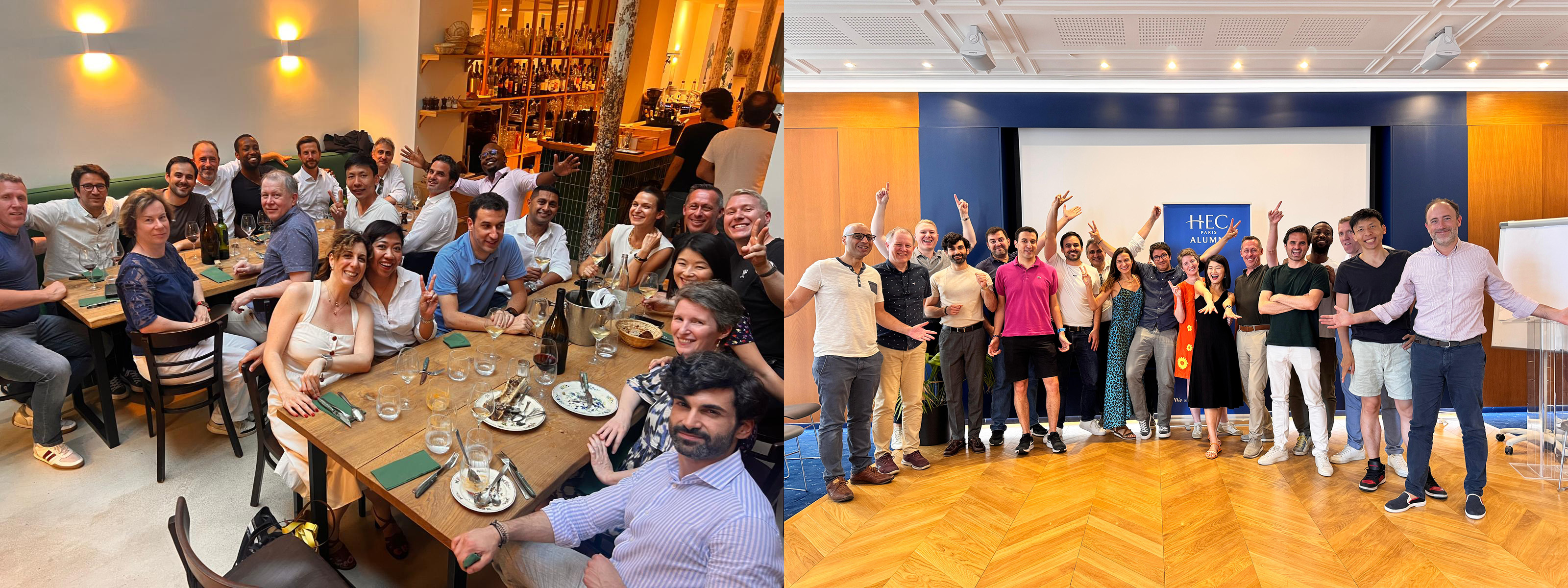 Two group photos of alumni