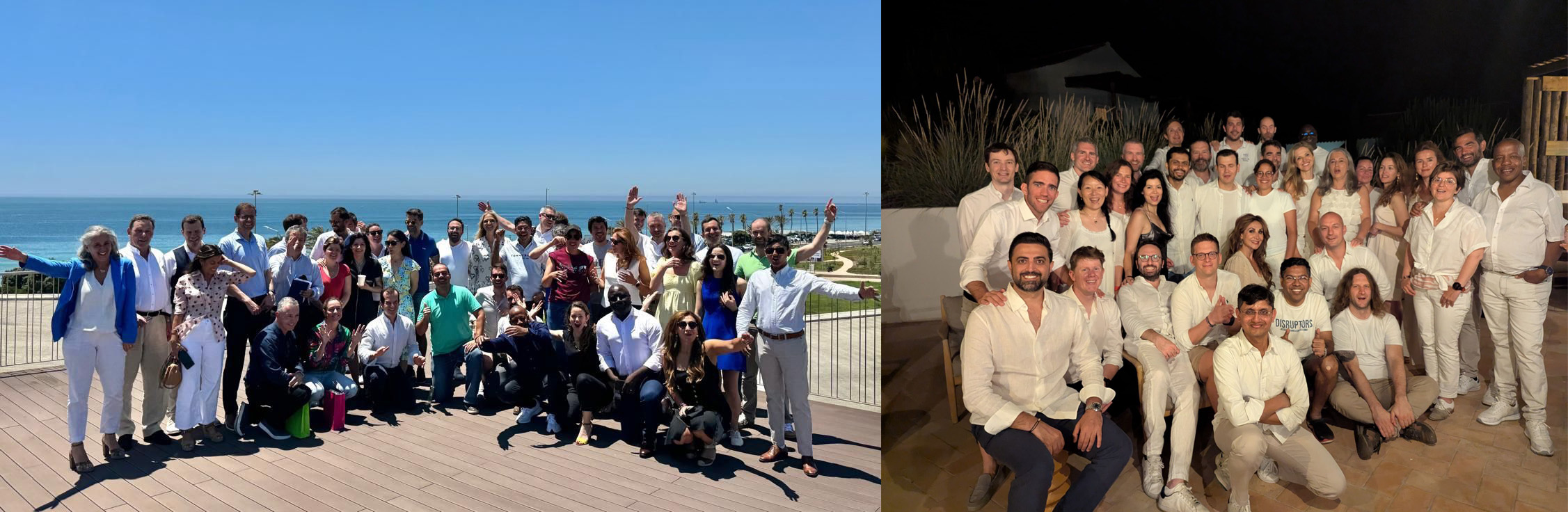 Two group photos of alumni