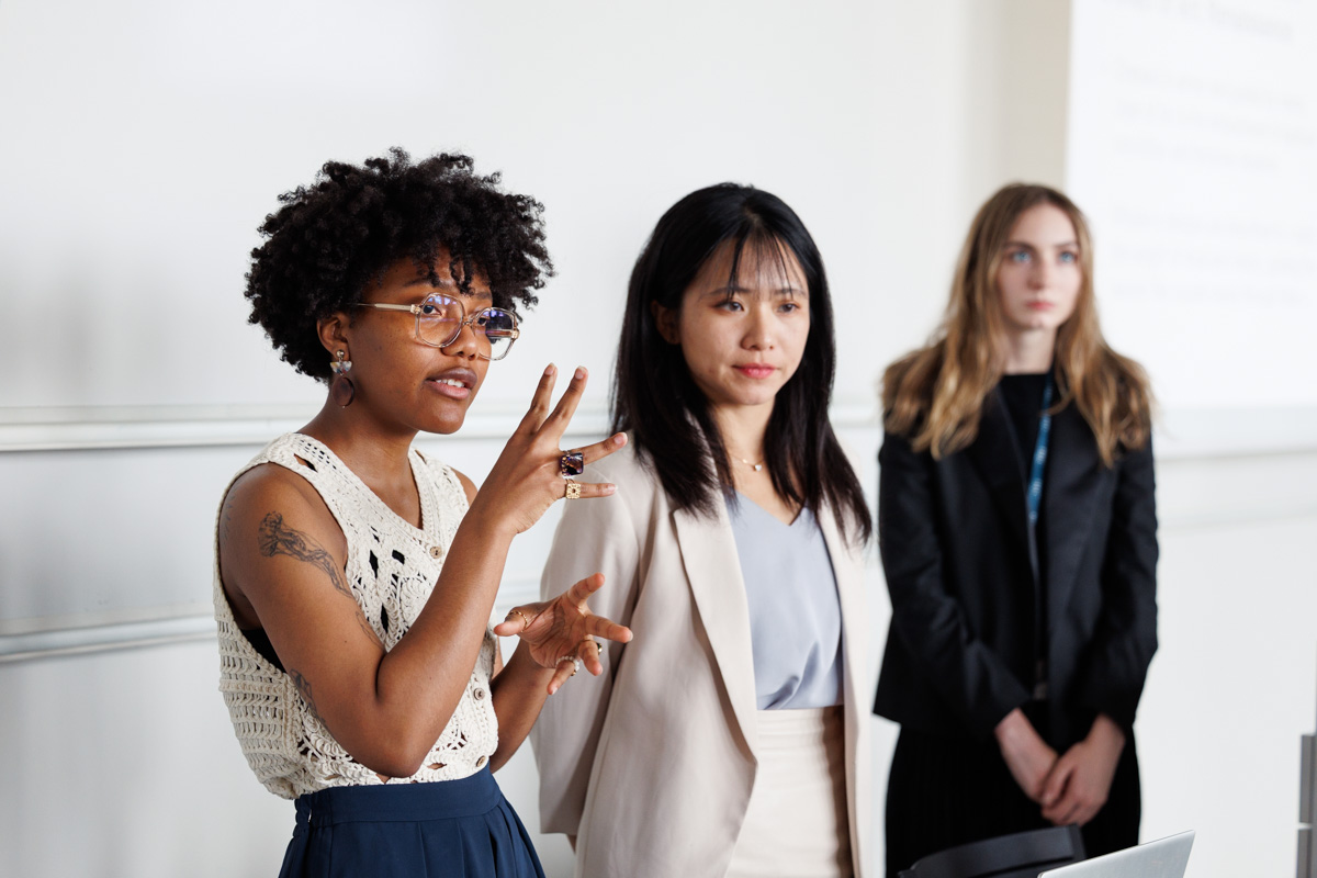 Students presenting in class
