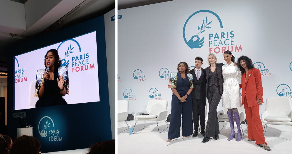 Mayada ADIL EL SAYED, shed light on the humanitarian crisis currently devastating Sudan during the Paris Peace Forum on October 2025