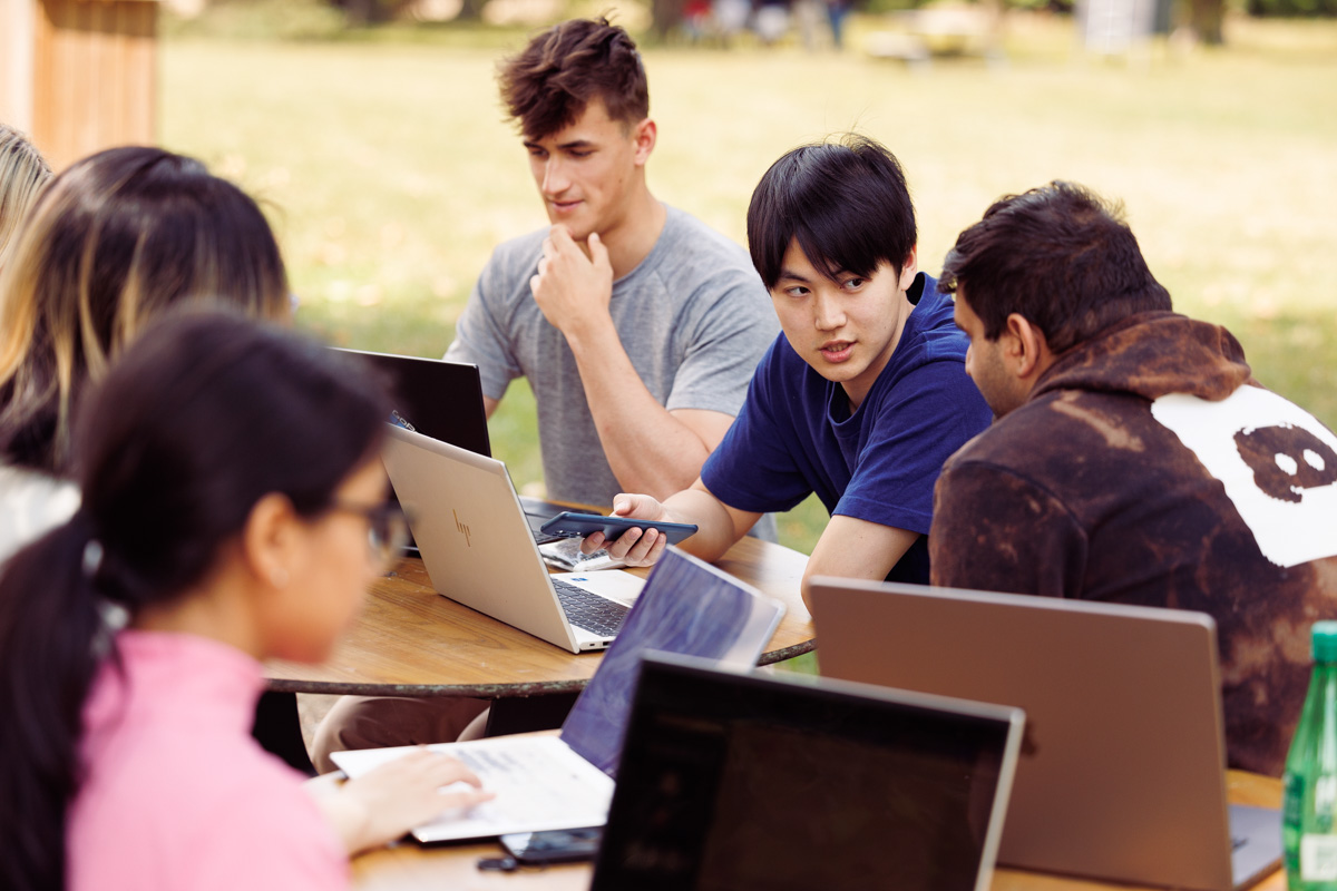 Students working outside