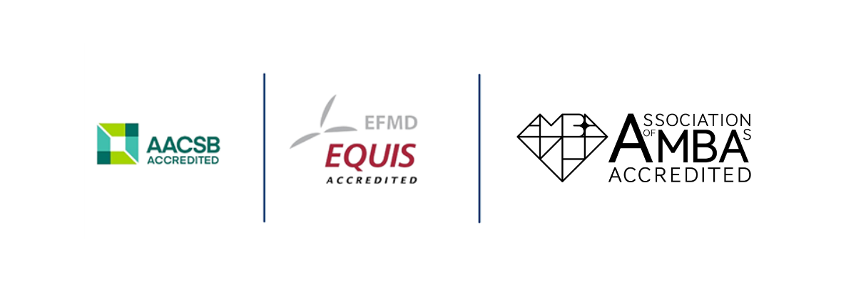MBA Programs logo accreditations AACSB International, EQUIS and AMBA
