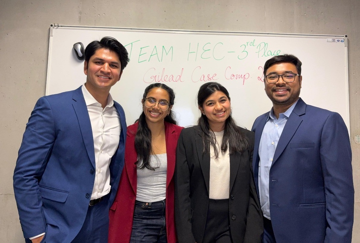 MBA Students who won 3rd place in the Gilead Pharma Case Competition, L-R Akshay Agarwal, Shyama Sadashiv, Anushka Puntambekar and Ayushman Poddar