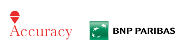 Logos of the partners Accuracy and BNP Paribas