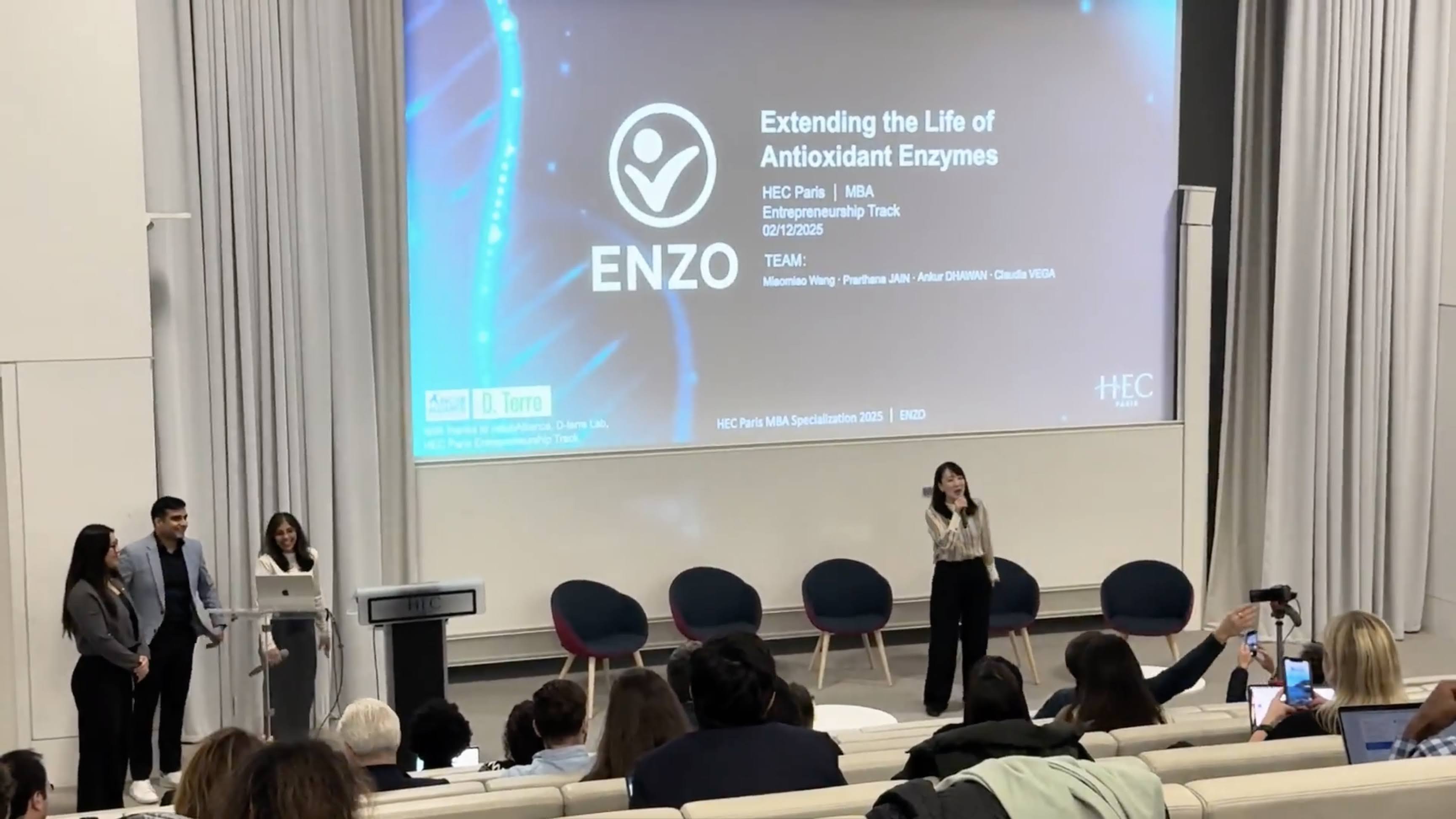 Winning team ENZO doing a student presentation