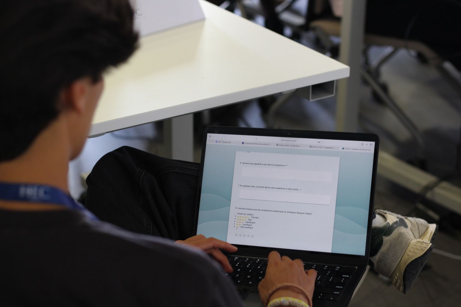 Student working on a laptop