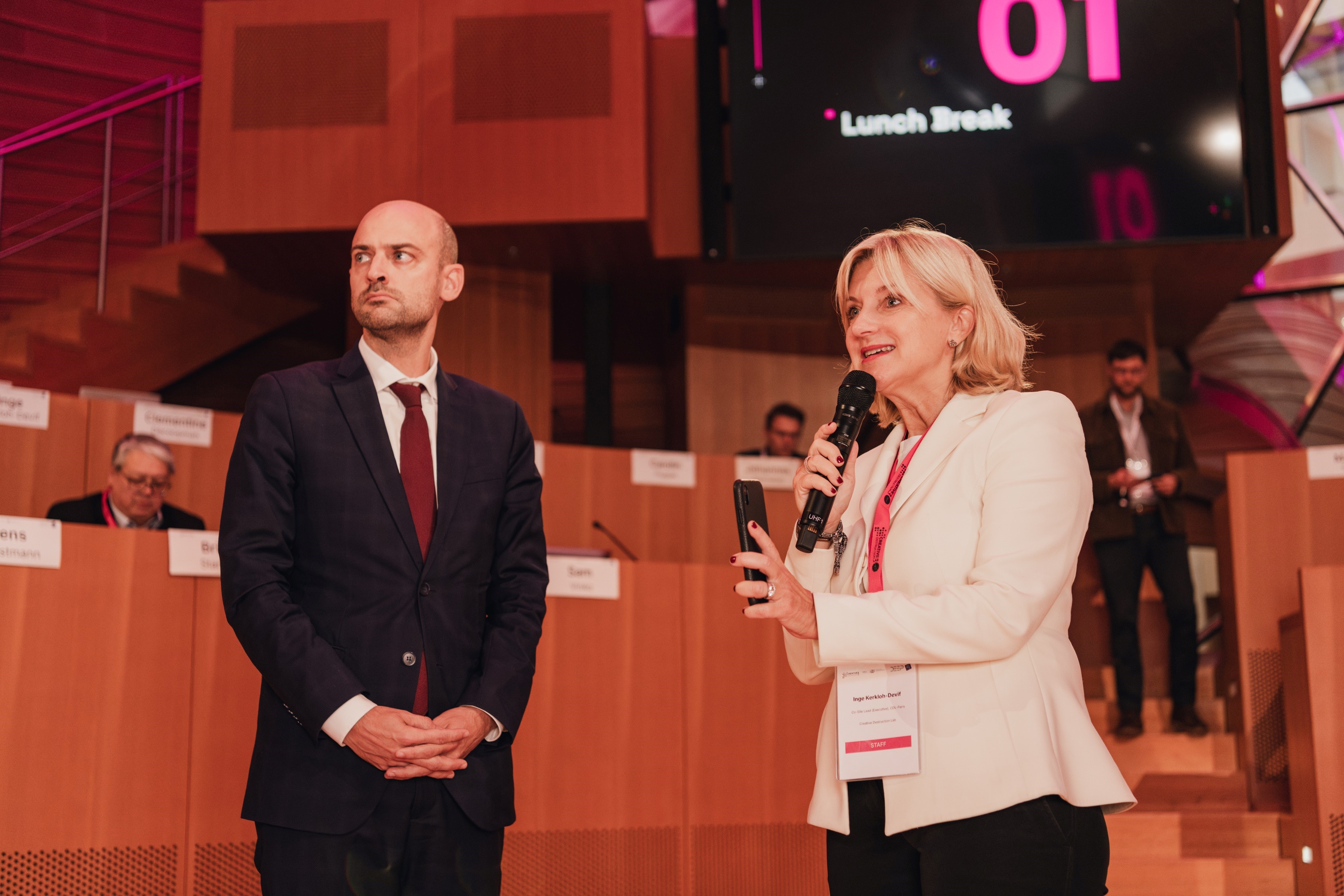Minister of Europe and Foreign Affairs Jean-Noël Barrot and Inge Kerkloh-Devif