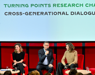 HEC Paris Professor Anne Laure Seiller, Cyrille Vigneron, President and CEO of Cartier, and Ben Voyer ESCP Professor - Cartier - ESCP - HEC Paris Turning Points Chair Cross-generational Dialogues - March 2024
