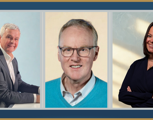 Photomontage de trois portraits : François Pelen (cofondateur de Point Vision), Etienne Krieger (professeur à HEC Paris), et Laure Miribel (directrice générale déléguée de MPH1865).