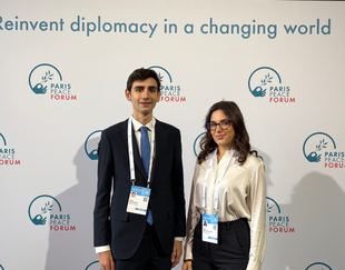  HEC Imagine Fellows Nikol Myroshnychenko (from Ukraine) and André Abdessamad (from Syria) at Paris Peace Forum 2026