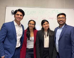 MBA Students who won 3rd place in the Gilead Pharma Case Competition, L-R Akshay Agarwal, Shyama Sadashiv, Anushka Puntambekar and Ayushman Poddar