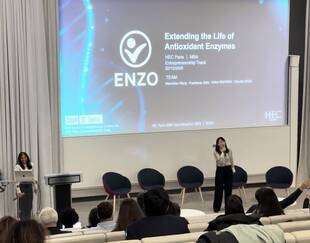 Winning team ENZO doing a student presentation