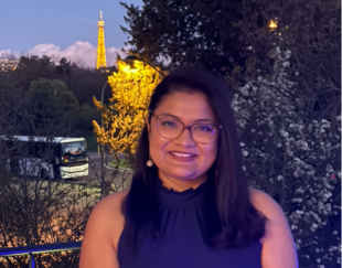 Shreya Pal with Eiffel Tower in the background