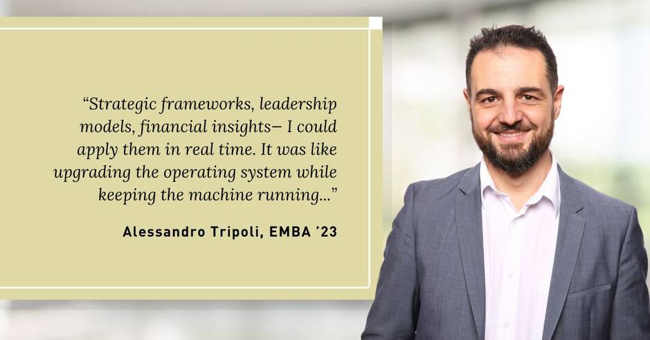 Headshot of Alessandro Tripoli with quote