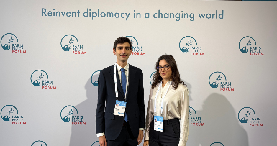  HEC Imagine Fellows Nikol Myroshnychenko (from Ukraine) and André Abdessamad (from Syria) at Paris Peace Forum 2026